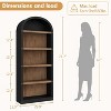 Arched Bookcase 5 Shelf Bookshelf Farmhouse Bookcase Tall Display Storage Rack Wooden Bookshelves - 2 of 4