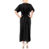 LA LEELA Women's Dress Summer Holiday Swimwear Bathing Suit Button Down Cover ups Beach Long Shirts Large-X-Large Black, Solid - 4 of 4