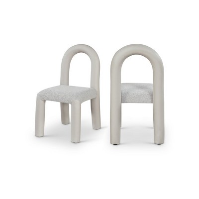 Meridian Furniture,Amari Vegan Leather and Boucle Fabric Dining Chair, Set of 2