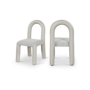 Meridian Furniture,Amari Vegan Leather and Boucle Fabric Dining Chair, Set of 2 - 1 of 4