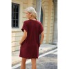 BLUEMING Womens T Shirt Dresses Crew Neck Mini Dresses Casual Short Sleeve Loose Flowy Dress with Pockets - 2 of 4