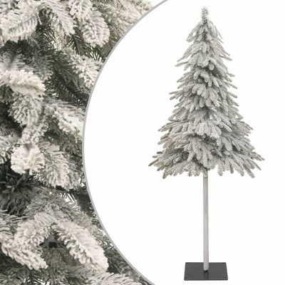 vidaXL 70.9" Artificial Christmas Tree - Realistic PE Tips, Metal Stand, White Snow Flocked