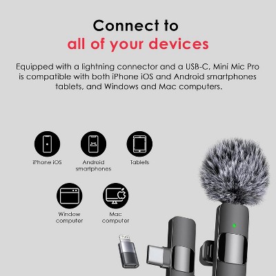 Mini Mic Pro Wireless Microphone for iPhone, Android, Lavalier Microphone for Video Recording