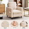 Aukfa Mid-Century Modern Linen Armchair w/ Double Side Pockets - Comfortable Padded Reading Accent Chair for Living Room, Bedroom & Office - 2 of 4