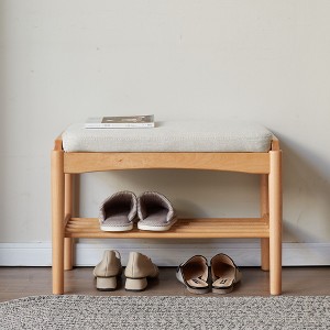 Kumasinova Natural Solid Wood Shoe Bench with Cotton Upholstery,Entryway Bench with High Rebound Sponge Cushion,Storage Bench for Bedroom&Living Space - 1 of 4