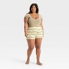 Women's Striped Mesh Graphic Shorts - Green - 3 of 4