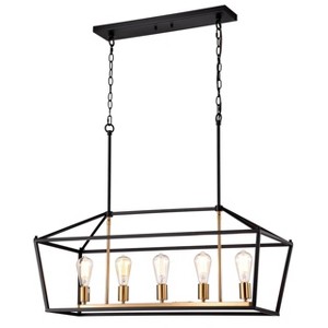 Chloe Lighting Ironclad Industrial 5 Light Textured Black Island Pendant Ceiling Fixture 36" Wide - 1 of 4