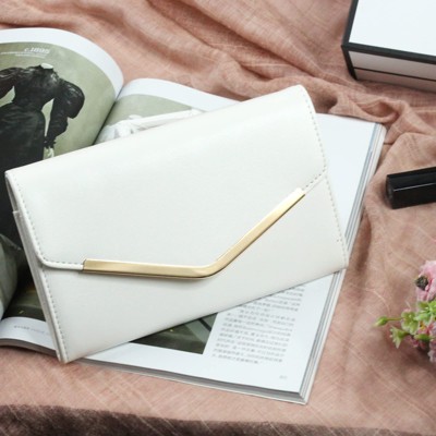 Generic Clutch Purse Evening Bag White Envelope Handbag With Detachable Chain - image 4