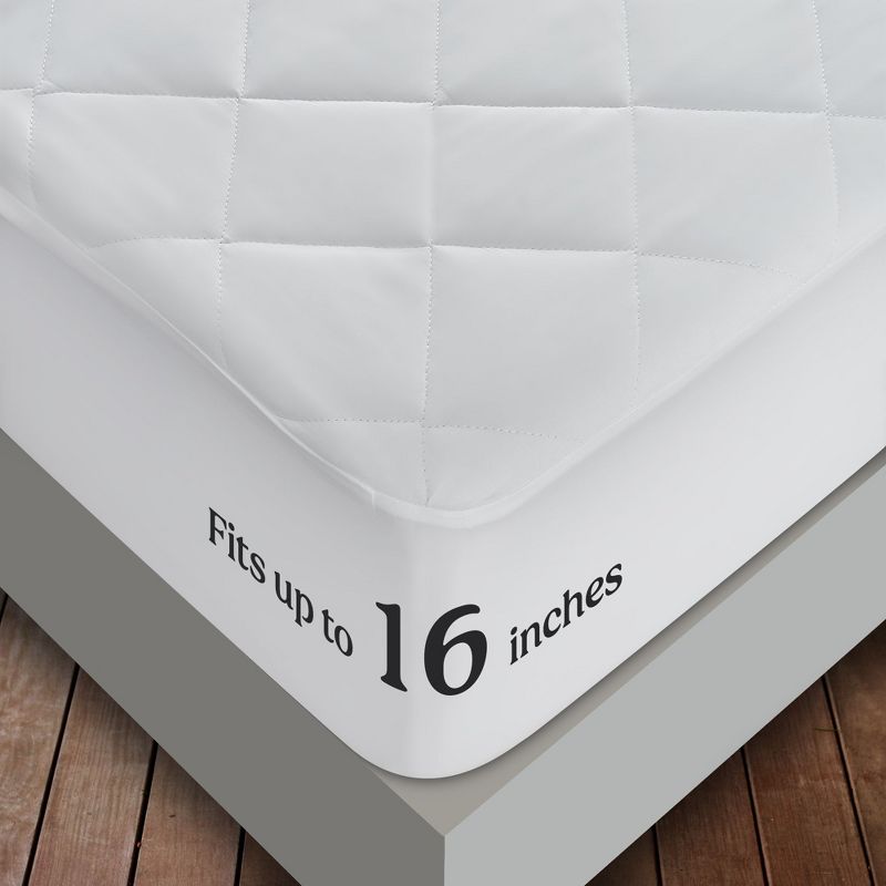 Quilted Mattress Pad Upto 16 Inches Deep Fitted Mattress Topper Hypoallergenic Box Stitched Mattress Cover White - Lux Decor Collection, 5 of 9