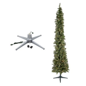 Home Heritage Stanley Pine Artificial Christmas Tree, 9' with Rotating Metal Base Stand for Indoor Spaces and Living Spaces, Silver - 1 of 4