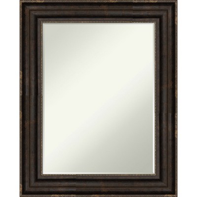 Amanti Art Stately Bronze Petite Bevel Bathroom Wall Mirror 30.25 x 24.25 in.