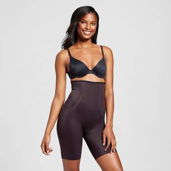 Assets By Spanx Women's Sheer Smoothers Un-foiled Mid-thigh Bodysuit - Black  M : Target