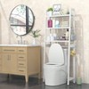 Over Toilet Storage 3 Tier Bathroom Organizer Freestanding Space Saver with 3 Hooks White Cabinet - 3 of 4