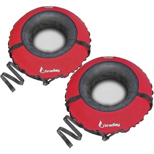 Bradley Set of 2 heavy duty tubes for floating the river; Whitewater tube; Rubber inner tube with cover for river floating Red - 1 of 4