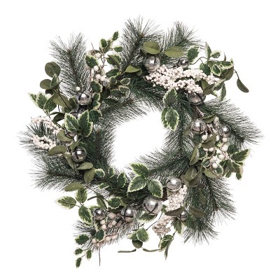 Transpac Fabric 24 in. Multicolor Christmas Bells Wreath