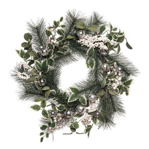 Transpac Fabric 24 in. Multicolor Christmas Bells Wreath - 1 of 3