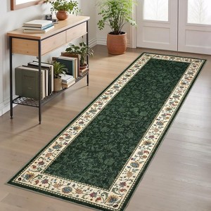 Coucheta Washable Rug Non-Slip Vintage Low Pile, Distressed Floral Rubber Backing Carpet for Kitchen Entryway Laundry,Multiple Sizes and Colors - 1 of 4