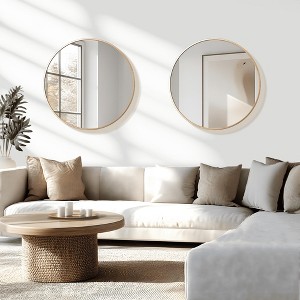 MAYEERTY Hanging Mirror Aluminum Alloy Thin Edge Black Round 35x35x1in - 1 of 4