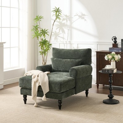 Modern Upholstered Chaise Lounge Sofa Chair, Cozy Recliner with Thick Cushion for Living Room or Bedroom - The Pop Home
