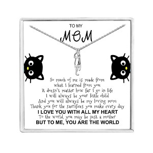 Hanging Cat Necklace Mom Greeting Card Sterling Silver Gift for Women Ginger Lyne Collection (Mom-007) - 1 of 4