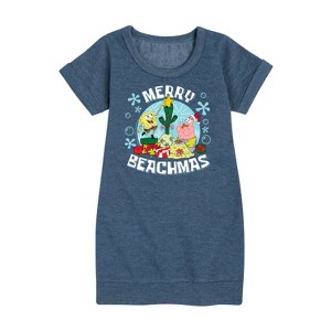 - SpongeBob SquarePants - Merry Beachmas Graphic Short Sleeve Fleece Dress - 1 of 4