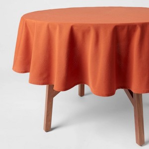 70" Cotton Round Tablecloth Dark Orange - Threshold™: Traditional Autumn Decor, 70" Small Round, OEKO-TEX Certified - 1 of 3