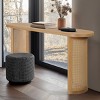 60" Modern Console Table - Solid White Oak with Imitation Rattan Design Entryway Table for Living Room Narrow Entryway-Tanpinhause - 3 of 4
