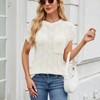 Cap Sleeve Chessboard Sweater with Crew Neck Lightweight Soft Knit Tops with Chest Pocket Summer Casual Tops for Women - 3 of 4