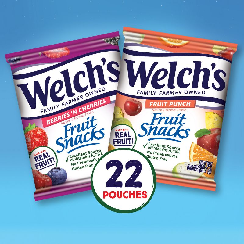 WELCH&#39;S Fruit Snacks Berries N&#39; Cherries &#38; Fruit Punch - 17.6oz/22ct, 3 of 6
