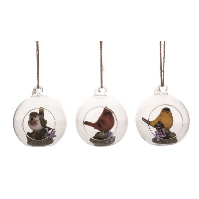 Transpac Small Resin Bird Terrarium Set of 3 Spring Home Decorations