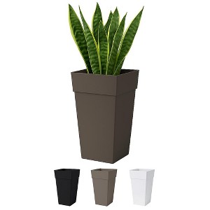 Bloem 25" Tall Finley Square Resin Planter with Optional Knockout Drainage - 1 of 4