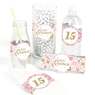 Big Dot of Happiness Mis Quince Anos - DIY Party Supplies - Quinceanera Sweet 15 Birthday Party DIY Wrapper Favors and Decorations - Set of 15