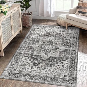 Area Rug Machine Washable Rug for Living Room Vintage Distressed Area Rug, Non-Slip Stain Resistant Carpet Accent Rug - 1 of 4