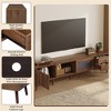 PAGED Rattan TV Stand with Variable Color Light Strip, Wooden TV Console with Adjustable Shelf and Metal Leg, TV Stands for Living Room - 4 of 4