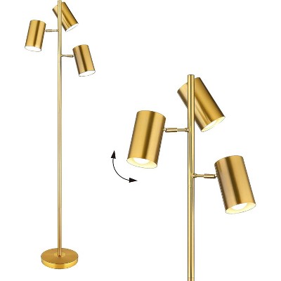 SUGIFT Floor Lamp with 3 Adjustable Rotating Light Heads – Vintage Farmhouse Standing Lamp for Living Room, Bedroom & Office
