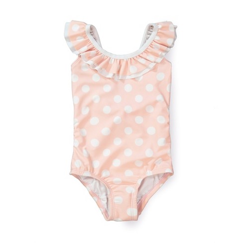 Hope & Henry Girls' Ruffle Neck One-piece Swimsuit, Kids : Target