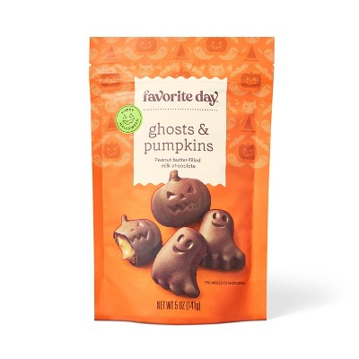 Halloween Milk Chocolate Peanut Butter Filled Ghosts and Jack-o-Lanterns Candy - 5oz - Favorite Day™