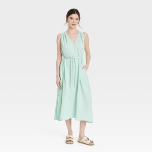 Women's Belted Gauze Midi A-Line Dress - Universal Thread™ - 1 of 3