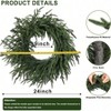 24 Inch Real Artificial Green Pine Wreath Front Door Winter Decor Indoor Outdoor Wall Window Porch Farmhouse - 4 of 4