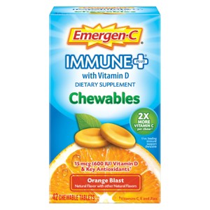 Emergen-C Immune+ Dietary Supplement Chewable Tablets with Vitamin D - Orange Blast - 42ct - 1 of 4