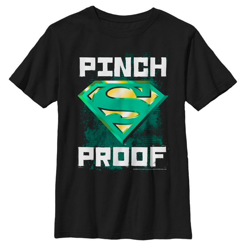 Boy's Superman St. Patrick's Day Pinch Proof Logo T-Shirt, 1 of 6