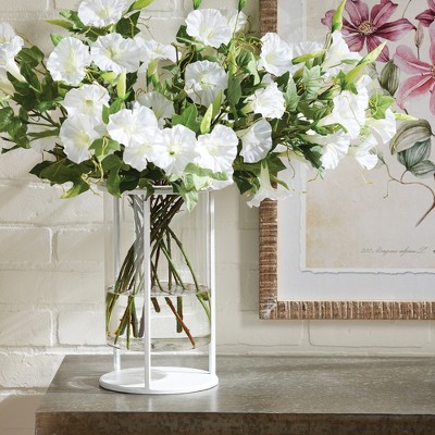 Floating Bouquet Metal Table Vase with White Finish