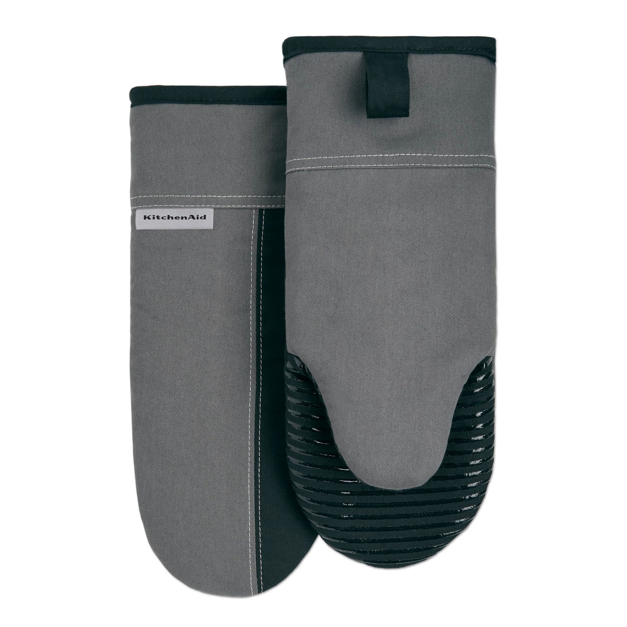 KitchenAid Beacon Two-Tone Oven Mitts 2-Pack, Contour Silver/Matte Black
