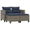 vidaXL Patio Sofa 2-Seater with Stools Gray Poly Rattan - 2 of 4