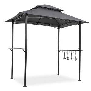 PAGED 8 x 5 Ft Outdoor Patio Canopies and Gazebos, Shelter Tent, Double Tier Soft Top Canopy and Steel Frame with Hook and Bar Counters, Gray - 1 of 4