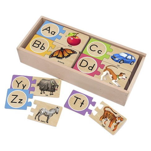 Melissa & Doug® Self-Correcting Alphabet Wooden Puzzles With Storage ...