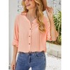 Womens Button Down Shirt Linen Button Up Shirts for Women Long Sleeve Dress Shirt Collared Blouse Tops Tunics - 3 of 4