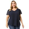 Agnes Orinda Women's Plus Size Pin Dots V Neck Smocked Bell Short Sleeve Top - 4 of 4