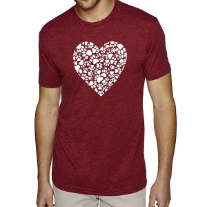 LA Pop Art Men's Premium Blend Word Art T-shirt - Paw Prints Heart - 1 of 4