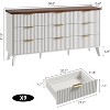 Modern Fluted Dresser for Bedroom, 60.6" Wide 9 Drawer Walnut Chest, Wood Dresser TV Stand with Curved Design for Living Room or Kids Room - 2 of 4